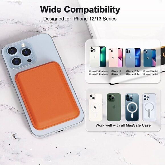 Magnetic Wallet Card Holder For iPhone with MagSafe Case, Navy Blue/ Black Color - Picture 5 of 9